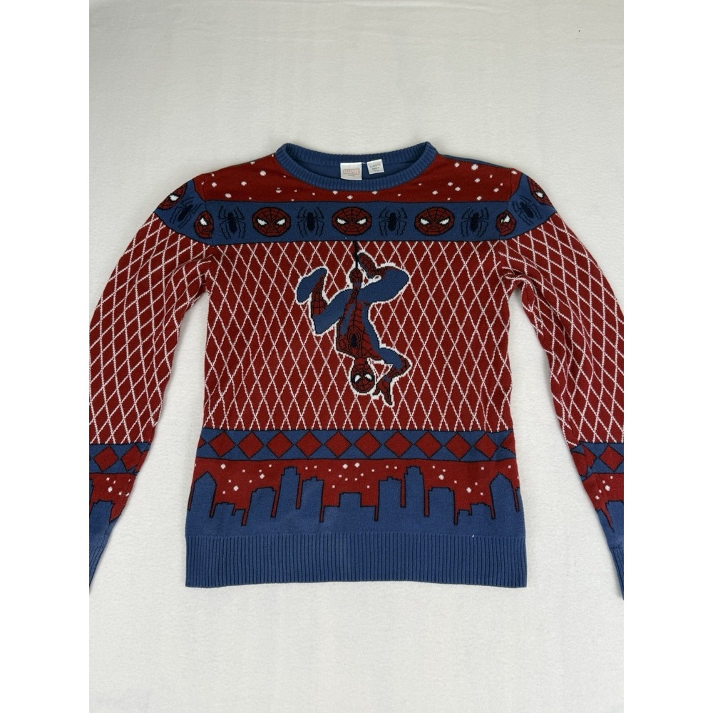 Marvel Spiderman Sweater Kids‎ XL Red Blue Ugly Christmas Holiday